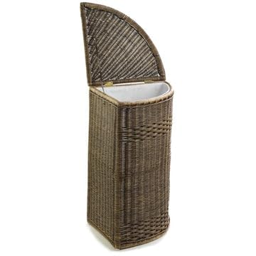 wicker Corner Laundry Basket with Lid| laundry basket with lid | storage basket Laundry Hampers(15"L x 15"W x 28"H) (Brown)